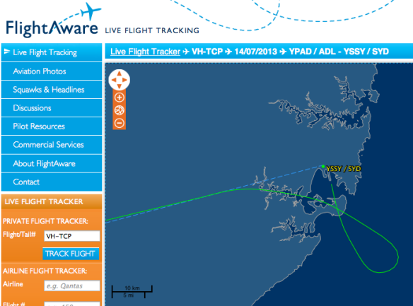 Flight path into Sydney